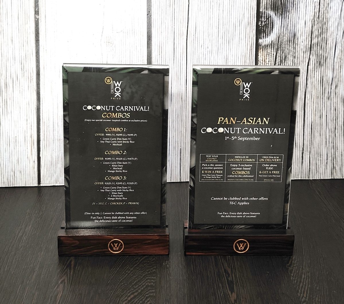 Acrylic menu stands for a carnival event