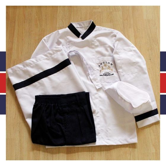 Chef uniforms, custom chef uniform made for Anglow Cocktail Bar by RestroCart, New Delhi