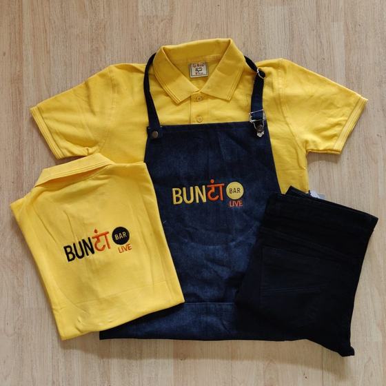 Steward & server uniforms, custom service staff uniform made for Bunta Bar by RestroCart, New Delhi