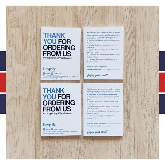 Stationery & printables, custom printed collateral made for Burgflix by RestroCart, New Delhi
