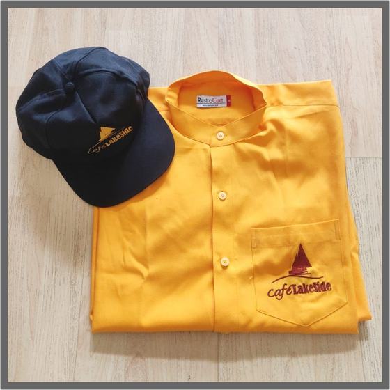 Steward & server uniforms, custom service staff uniform made for Cafe Lakeside by RestroCart, New Delhi