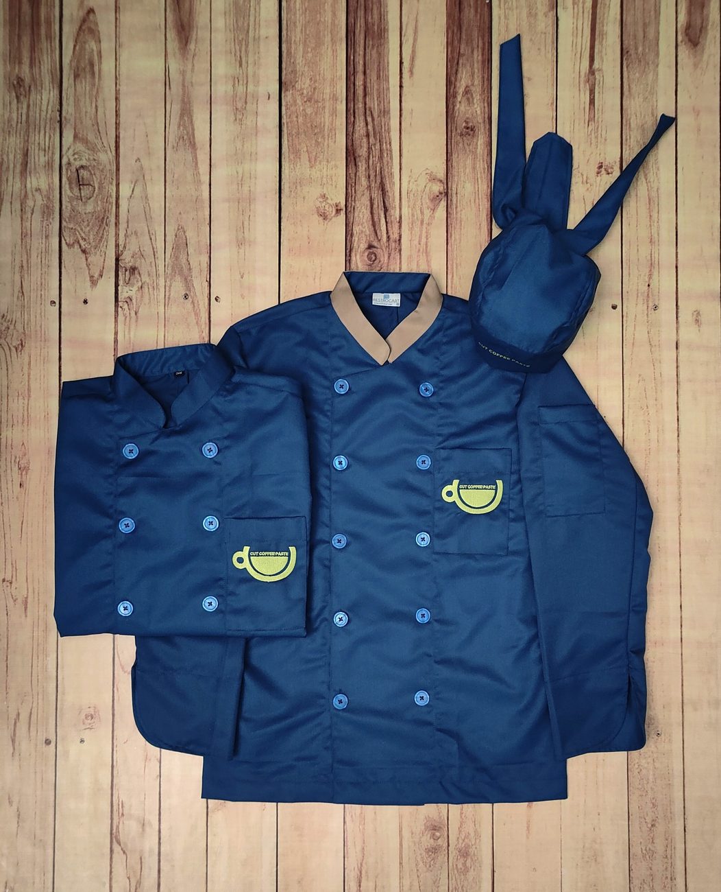 Full set of custom restaurant uniforms ready for a new outlet opening, made by RestroCart