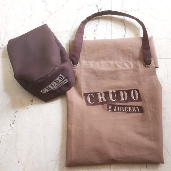 Aprons, custom apron made for Crudo Juicery by RestroCart, New Delhi