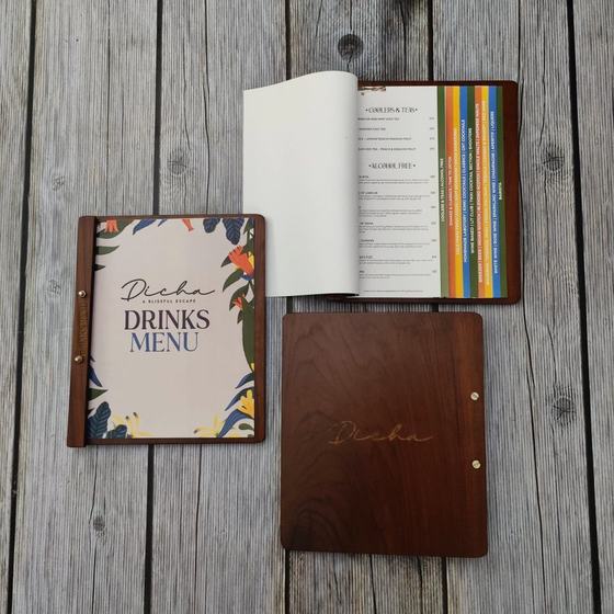 Menus, custom restaurant menu made for Dicha by RestroCart, New Delhi, view 2