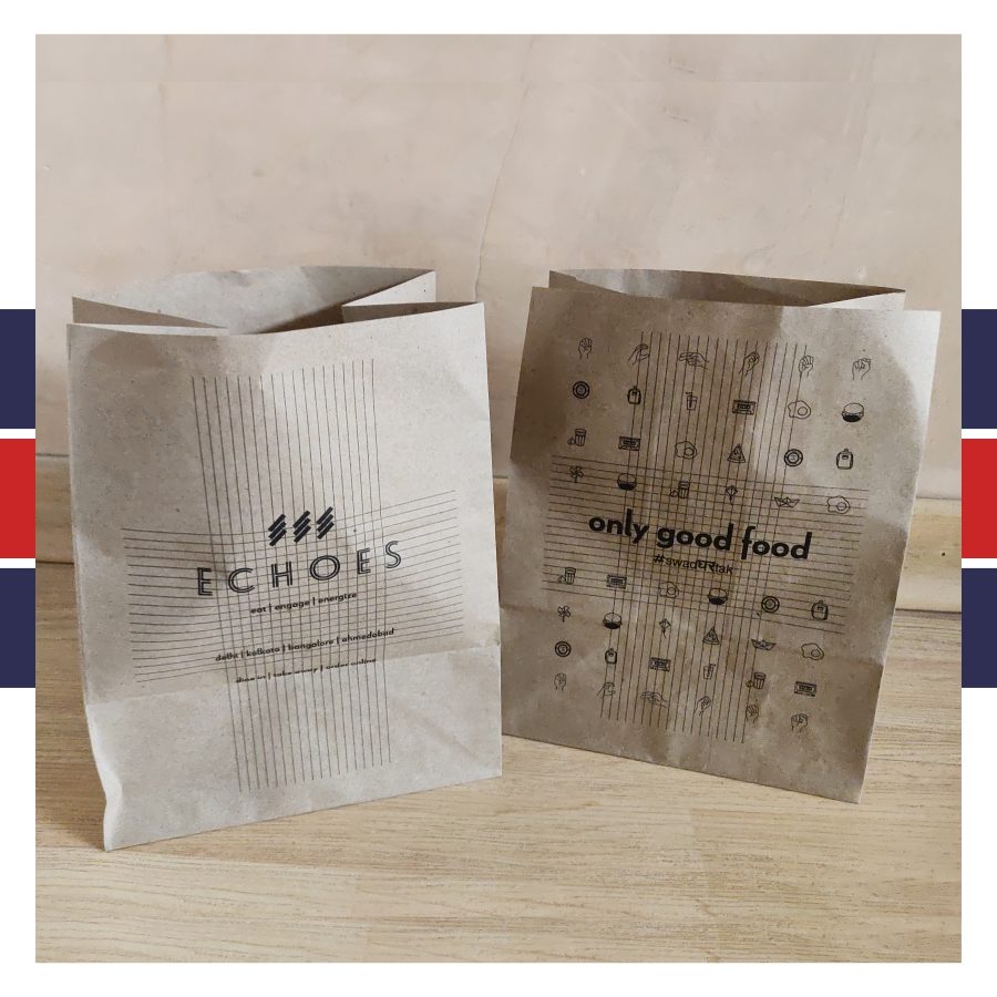 Custom printed canvas tote bags made for Echoes by RestroCart