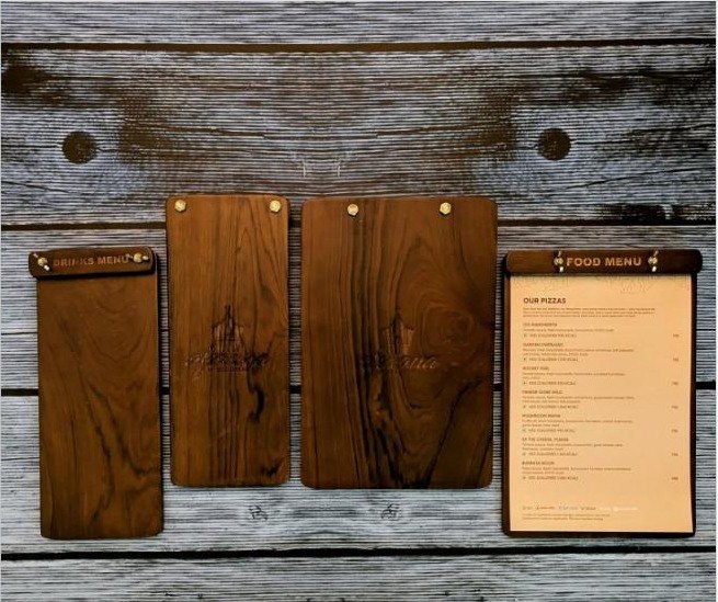 Handcrafted wooden menus for a cafe and bar