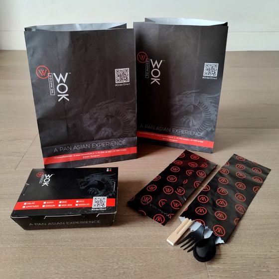 Branded packaging, custom branded packaging made for House of Wok by RestroCart, New Delhi