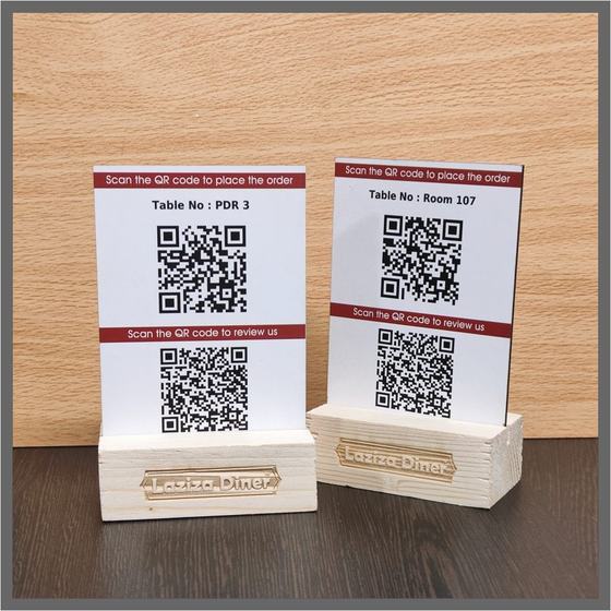 Tent cards & table stands, custom table accessory made for Laziza Diner by RestroCart, New Delhi