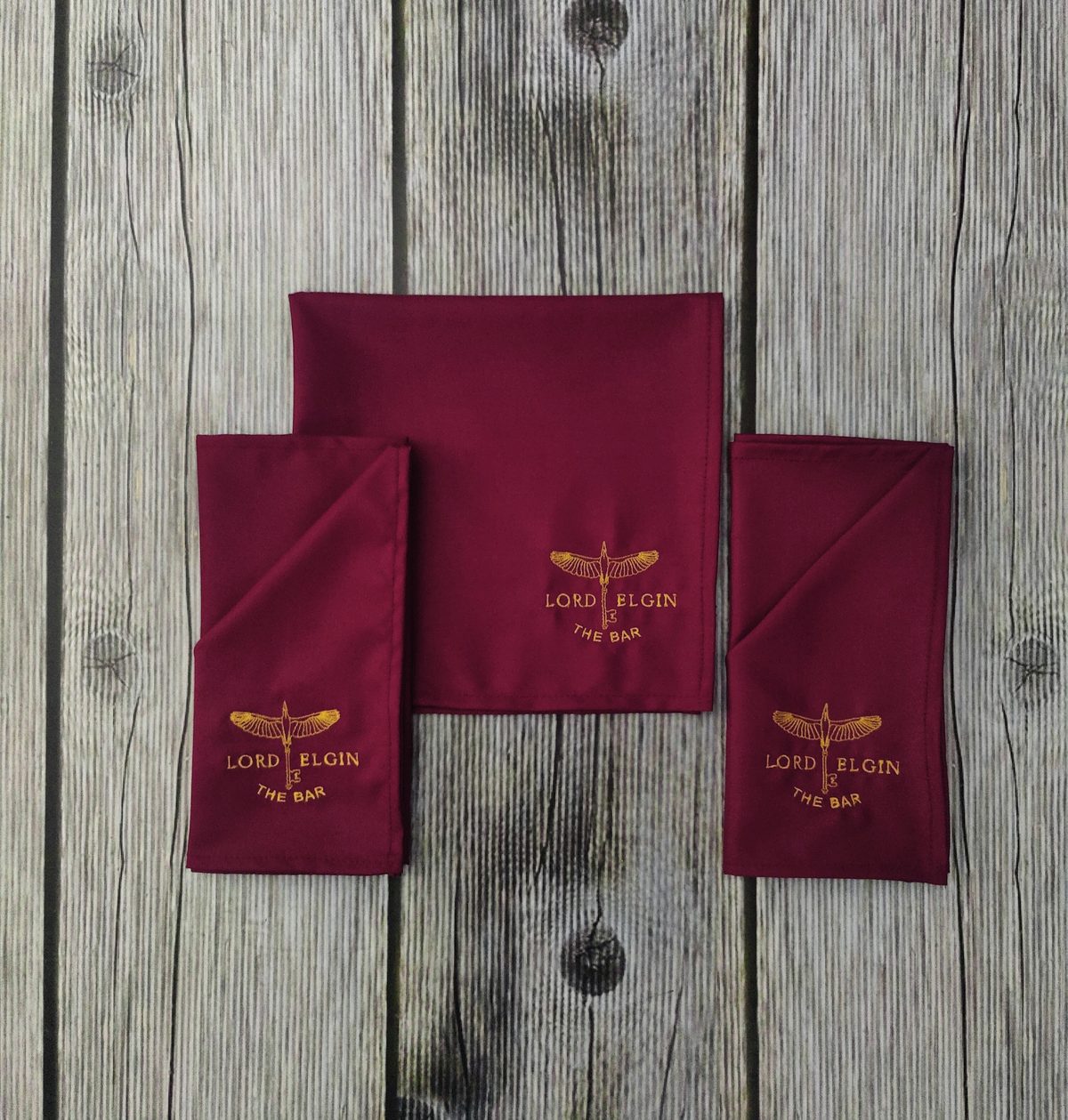 Gold embroidered maroon napkins for Lord Elgin, Ludhiana