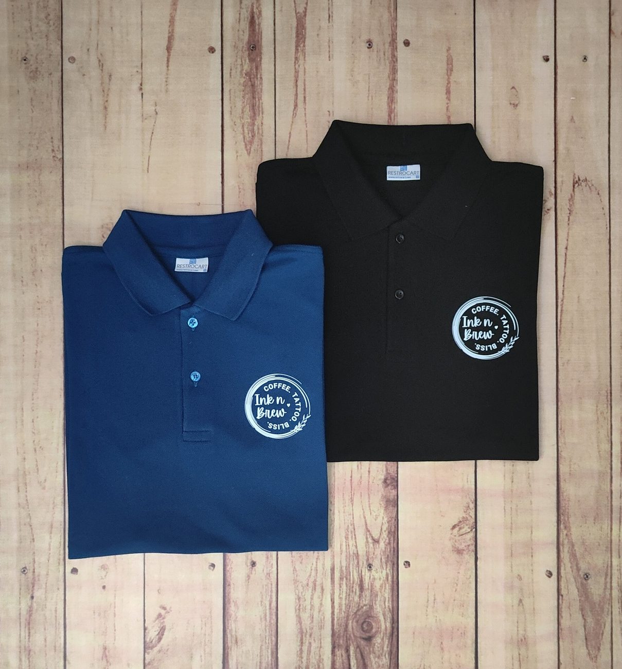 Custom polo t-shirt uniforms in a range of brand colours, restaurant uniforms by RestroCart
