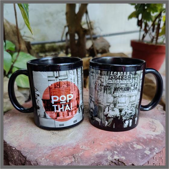 Printed mugs, custom branded drinkware made for Pop Thai by RestroCart, New Delhi
