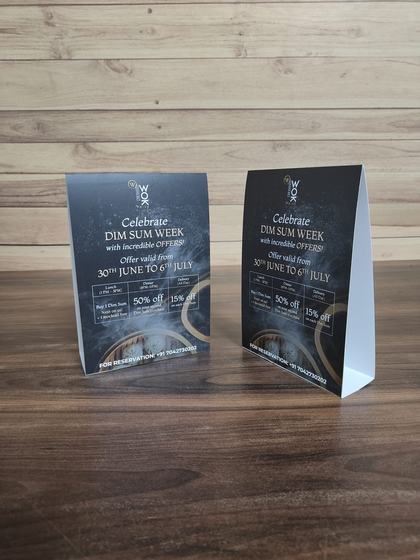 Tent cards & table stands, customized table accessory by RestroCart, New Delhi, 2024 delivery
