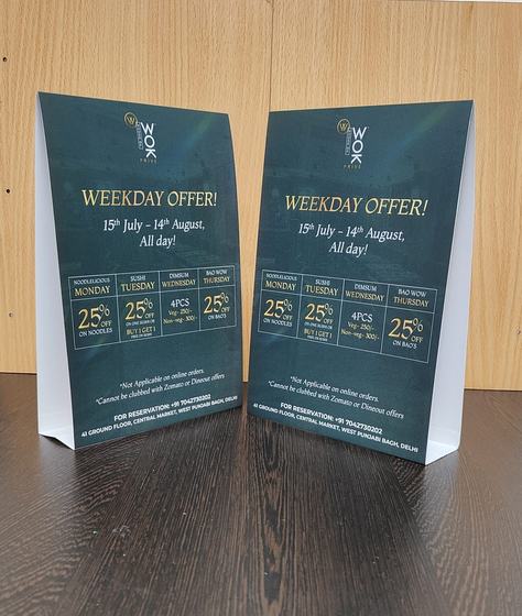 Tent cards & table stands, customized table accessory by RestroCart, New Delhi, 2024 delivery, view 2