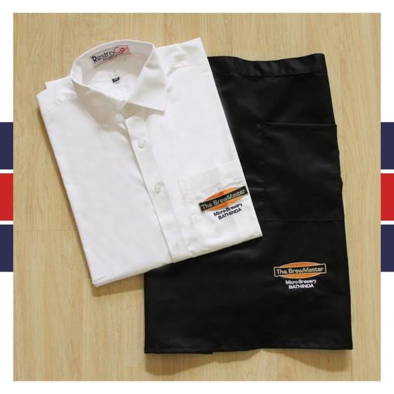 Steward & server uniforms, custom service staff uniform made for The Brewmaster by RestroCart, New Delhi