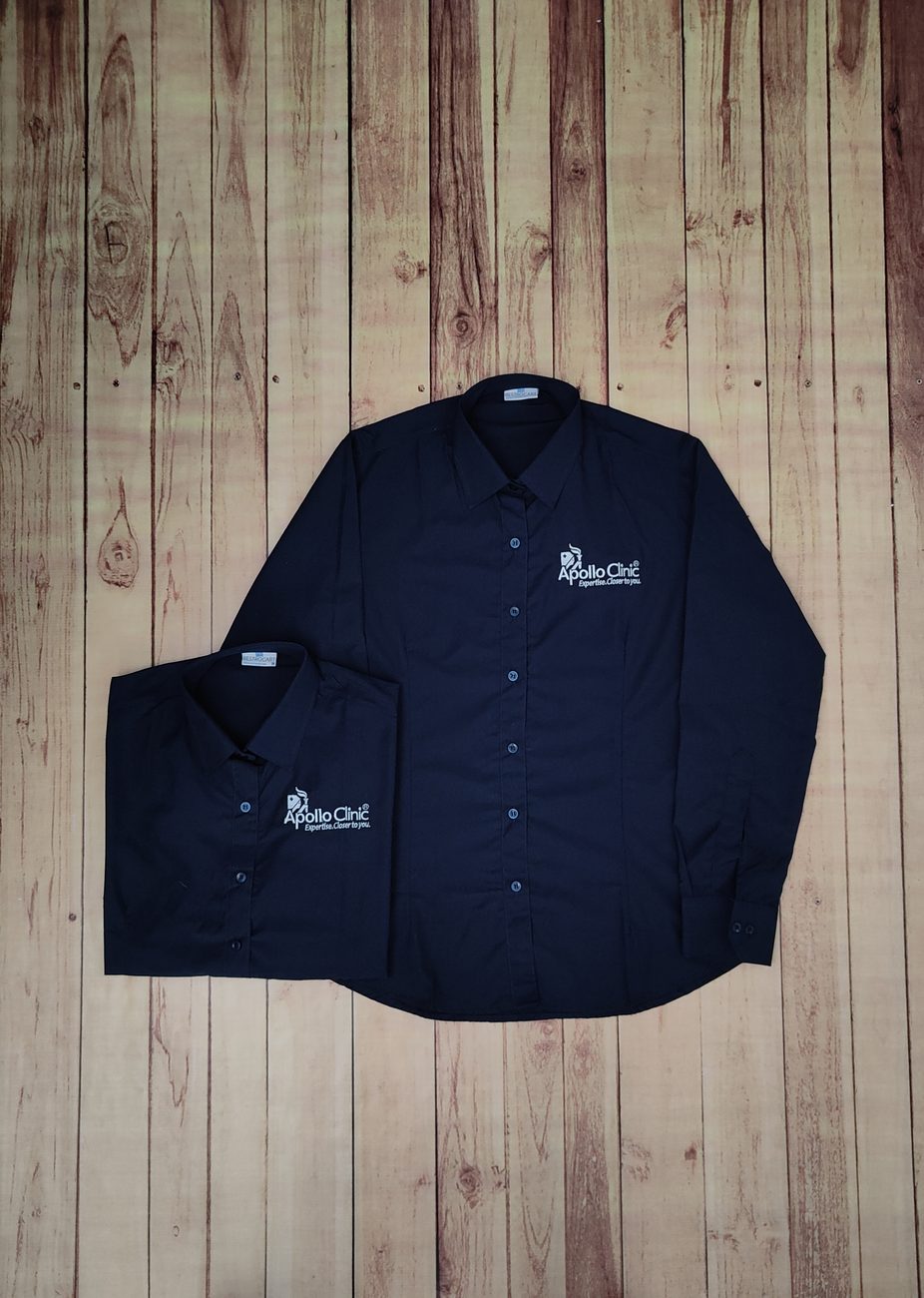 Custom restaurant uniform shirts in a size run, made by RestroCart, New Delhi