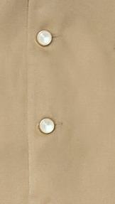 Close-up of beige waistcoat fabric with two cream buttons, detail view, custom made by RestroCart, New Delhi